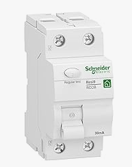 interdifférentiel Disjoncteur Schneider, dispositif de protection électrique, blanc, montage sur rail.