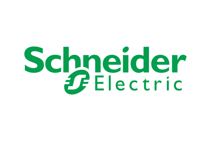 Logo de Schneider Electric, texte vert sur fond blanc.